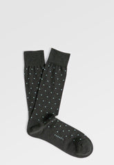Stretch Cotton Short Socks Polka-Dots - Green Mélange - C170 verde melange | Perofil