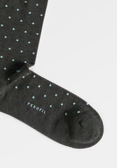 Stretch Cotton Short Socks Polka-Dots - Green Mélange - C170 verde melange | Perofil