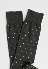Stretch Cotton Short Socks Polka-Dots - Green Mélange - C170 verde melange | Perofil