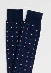Mercerized Stretch Cotton Micro-Pattern Long Socks - Blue Print - C052 fantasia blu | Perofil