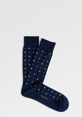Short Socks in Mercerized Cotton Tie Pattern - Blue Print - C052 fantasia blu | Perofil