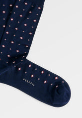 Short Socks in Mercerized Cotton Tie Pattern - Blue Print - C052 fantasia blu | Perofil