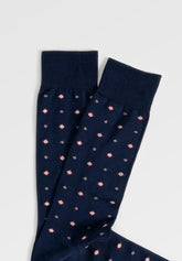 Short Socks in Mercerized Cotton Tie Pattern - Blue Print - C052 fantasia blu | Perofil
