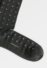Short Socks in Mercerized Cotton Tie Pattern - Botanical Print - C151 fantasia vegetale | Perofil