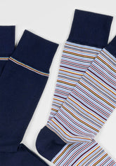 Short Socks in Stretch Cotton Stripes Bipack - Sangria Stripe Print - C135 riga sangria | Perofil