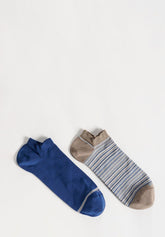 Calza Sneakers in Cotone Elasticizzato Righe Bipack - Fantasia Righe Tortora - C129 riga tortora | Perofil