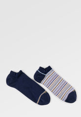 Calza Sneakers in Cotone Elasticizzato Righe Bipack - Fantasia Righe Sangria - C135 riga sangria | Perofil