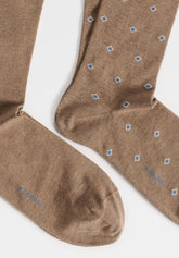 Long Socks in Stretch Cotton Geometric Bipack - Taupe Mélange Print - C145 fantasia tortora melange | Perofil