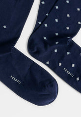 Short Socks in Stretch Cotton Geometric Bipack - Blue Print - C052 fantasia blu | Perofil
