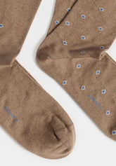 Short Socks in Stretch Cotton Geometric Bipack - Taupe Mélange Print - C145 fantasia tortora melange | Perofil