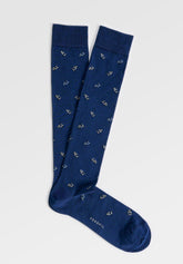 Calza Lunga in Filo di Scozia Elasticizzato Moto - Fantasia Blu - C052 fantasia blu | Perofil