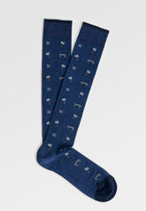 Calza Lunga in Filo di Scozia Elasticizzato Van - Fantasia Denim Melange - C137 fantasia denim melange | Perofil