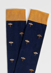 Long Socks in Stretch Mercerized Cotton Beach - Blue Print - C052 fantasia blu | Perofil