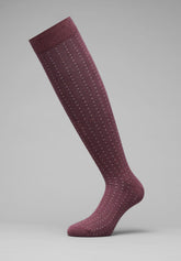 Calza Lunga in Cotone e Cashmere Fantasia Puntaspillo - Bordeaux e Safari Melange - C205 bordeaux mel./safari mel | Perofil