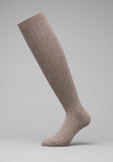 Calza Lunga in Cotone e Cashmere Fantasia Puntaspillo - Safari Melange e Caffè - C211 safari mel./caffe' | Perofil