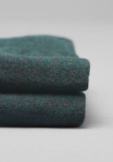 Pinpoint Pattern Cotton and Cashmere Long Socks - Green Mélange and Ruby - C213 verde mel./rubino | Perofil