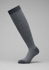 Oxford Pattern Cotton and Cashmere Long Socks - Grey Mélange - C201 antracite mel./grigio mel | Perofil