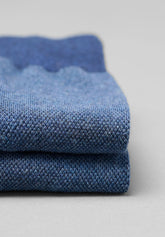 Oxford Pattern Cotton and Cashmere Long Socks - Blue Mélange and Ice - C203 blu mel./ghiaccio | Perofil