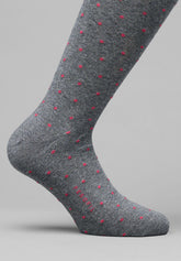 Polka Dot Color Winter Cotton Long Socks - Grey Mélange - C200 antracite mel./rubino | Perofil