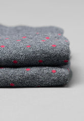 Polka Dot Color Winter Cotton Long Socks - Grey Mélange - C200 antracite mel./rubino | Perofil