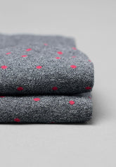 Polka Dot Color Winter Cotton Short Socks - Grey Mélange - C200 antracite mel./rubino | Perofil