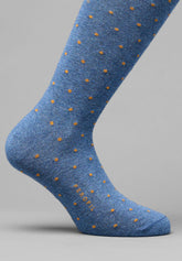 Calza Corta in Cotone Invernale Pois Color - Blue Melange e Safari - C204 blu mel./safari | Perofil