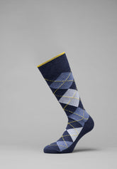 Winter Cotton Diamond Short Socks Bi-Pack - Blue Mélange Print - C144 fantasia blu melange | Perofil