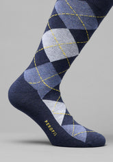 Winter Cotton Diamond Short Socks Bi-Pack - Blue Mélange Print - C144 fantasia blu melange | Perofil