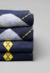 Winter Cotton Diamond Short Socks Bi-Pack - Blue Mélange Print - C144 fantasia blu melange | Perofil