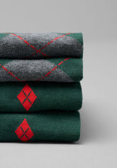 Winter Cotton Diamond Short Socks Bi-Pack - Verde Mélange - C229 fantasia verde melange | Perofil