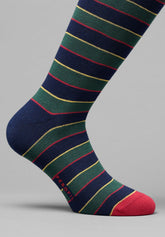 Winter Cotton Striped Long Socks Bi-Pack - Blue Stripe Print - C675 riga blu | Perofil