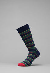Winter Cotton Striped Short Socks Bi-Pack - Blue Stripe Print - C675 riga blu | Perofil