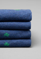 Lucky Charm Winter Cotton Short Socks Bi-Pack - Blue Royal - C227 fantasia quadrifoglio | Perofil