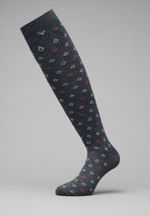 Cotton and Cashmere Tie-Pattern Long Socks - Anthracite Mélange Print - C139 fantasia antracite melange | Perofil