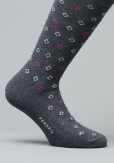 Calza Corta in Cotone e Cashmere Fantasia Cravatteria - Fantasia Antracite Melange - C139 fantasia antracite melange | Perofil