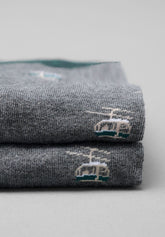 Winter Cotton Cable Car Short Socks - Anthracite Mélange Print - C139 fantasia antracite melange | Perofil