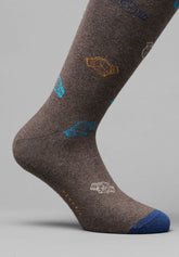 Winter Cotton Clock Pattern Long Socks - Coffee - C218 fantasia caffe' melange | Perofil
