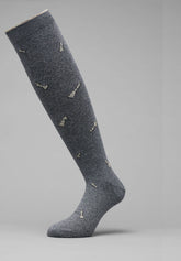 Winter Cotton Check Pattern Long Socks - Anthracite Mélange Print - C139 fantasia antracite melange | Perofil