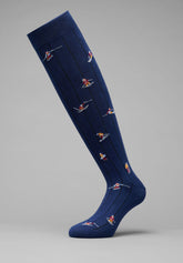 Winter Cotton Ski Pattern Long Socks - Denim Print - C140 fantasia denim | Perofil