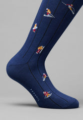 Winter Cotton Ski Pattern Long Socks - Denim Print - C140 fantasia denim | Perofil