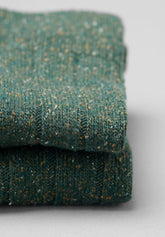 Calza Lunga a Coste in Lana Merino e Seta - Verde Melange - C170 verde melange | Perofil