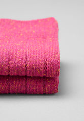 Ribbed Merino Wool and Silk Long Socks - Ruby Mélange - C018 rubino melange | Perofil
