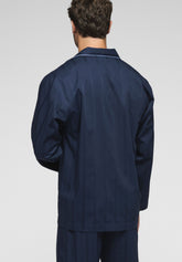 Pigiama Lungo con Bottoni in Tela di Cotone Atene - Blu - 0023 blu | Perofil