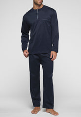 Pigiama Lungo in Filo di Scozia Vienna - Blu - 0023 blu | Perofil