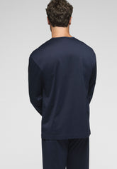 Pigiama Lungo in Filo di Scozia Vienna - Blu - 0023 blu | Perofil