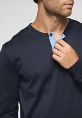 Long Pyjamas Double Mercerized Cottone with cuffs Venezia - Blue - 0023 blu | Perofil