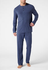 Long Pyjamas in Stretch Modal X-Touch - Blue Mélange - 4030 blu melange | Perofil