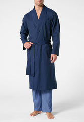 Embroidered Cotton Poplin Dressing Gown Cotton Twill - Blue Polka Dot Print - 2014 fantasia blu | Perofil
