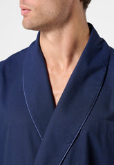 Embroidered Cotton Poplin Dressing Gown Cotton Twill - Blue Polka Dot Print - 2014 fantasia blu | Perofil