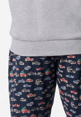 Pigiama Lungo Girocollo In Cotone Invernale con Stampa Cars - Grigio Melange - 0041 grigio melange | Perofil